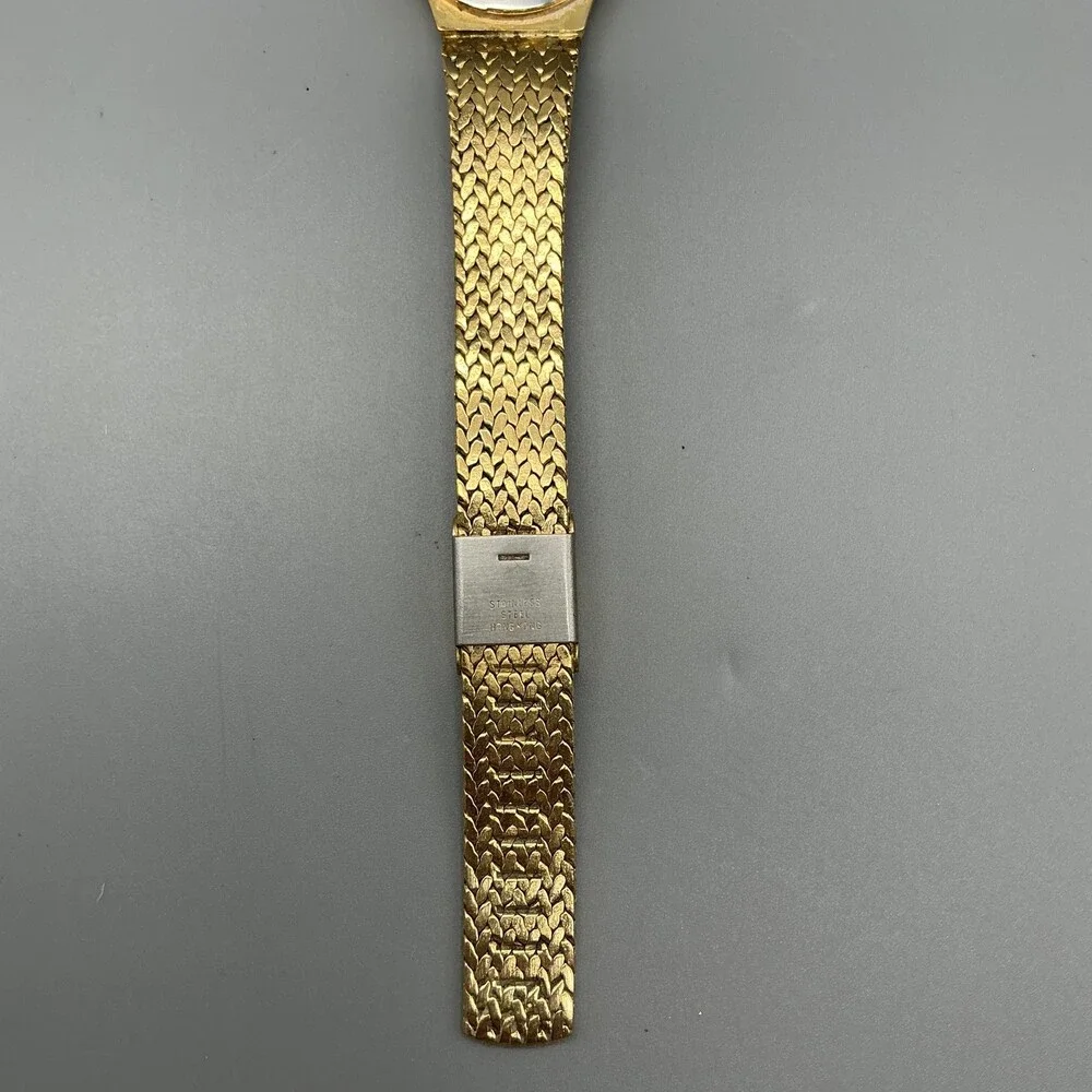 Vtg Gruen Precision Womens Watch 23mm Gold Tone Textured Bracelet New Battery